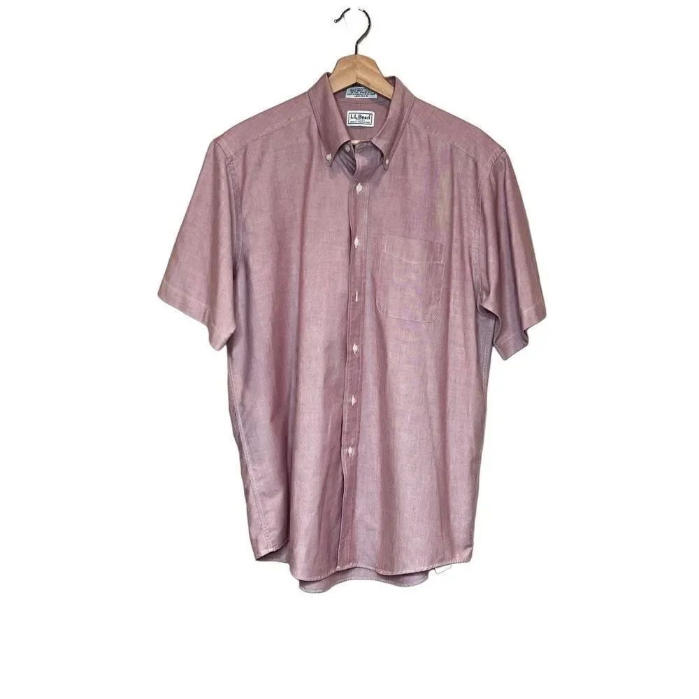 L. L. Bean red short sleeve button up shirt size 16
